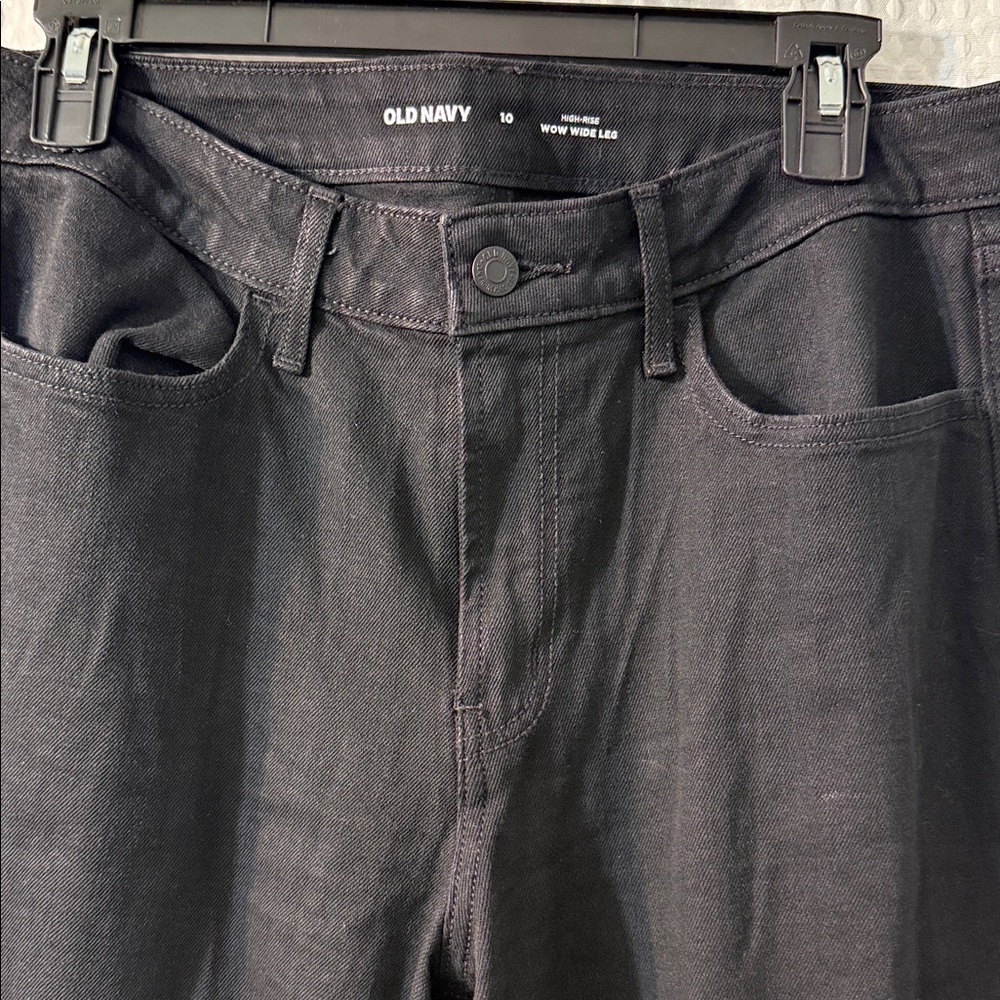 Old Navy Women’s Black High-Waisted Wow Wide-Leg Jeans Size 10 - Picture 3 of 9